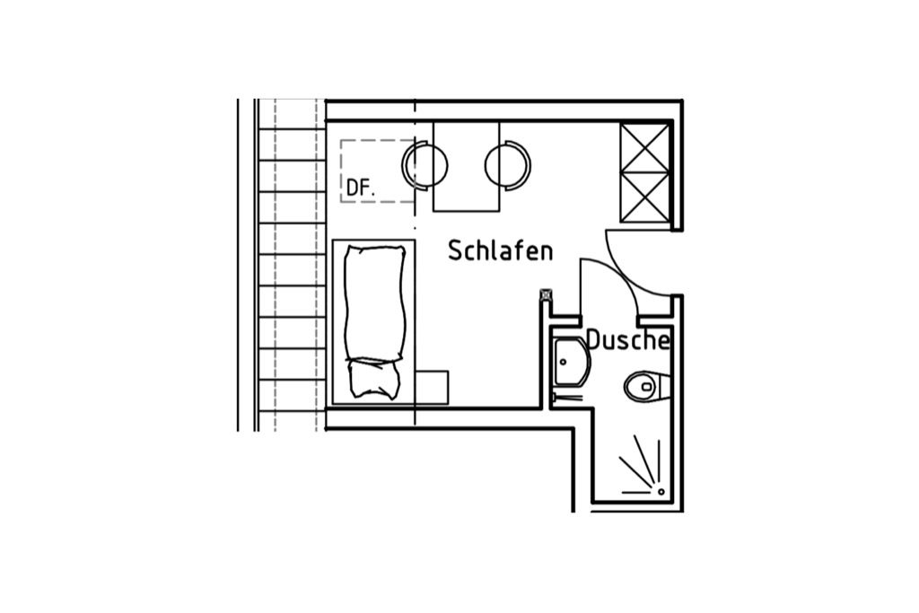 Grundriss Einzelzimmer auf dem Gutshof Schulze Althoff